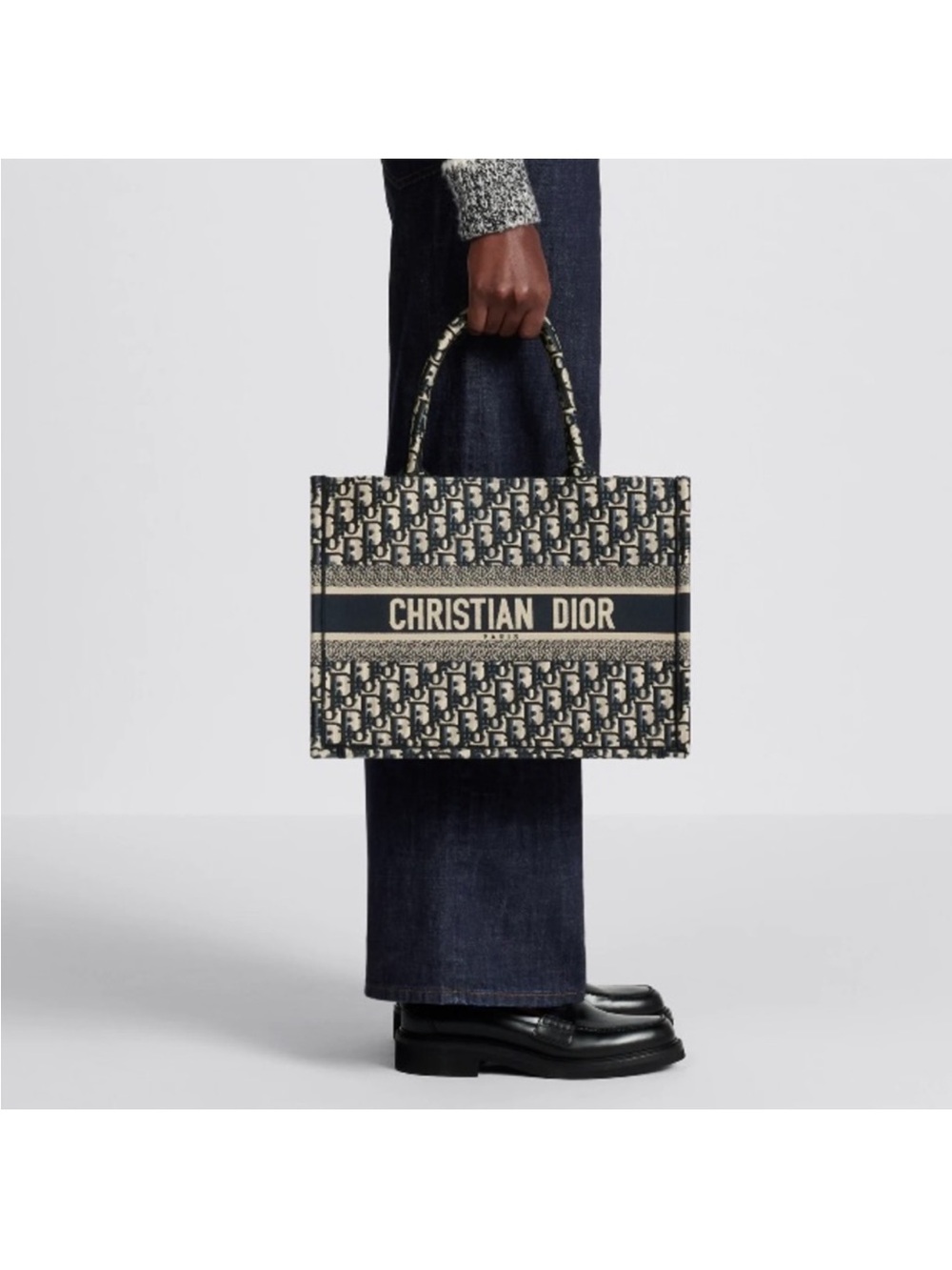 INSPIRED Monogram Navy and Cream Medium Canvas Book Tote